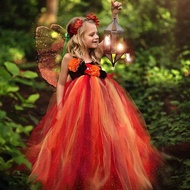 Orange Black Children Kids Fall Fairy Dress Fall Flower Girl Dress Autumn Girl Tutu Dress for Birthd