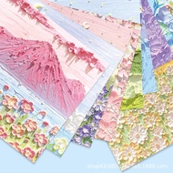 Craft paper, crane folding paper, 2-sided origami paper with handmade pastel oil painting motifs, DI