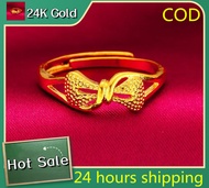 【ส่งของภายใน24ชม】 แหวนทองคำเเท้24k รูปโบว์ แหวน คู่ กับ แฟน แหวนเจ้าหญิง สง่างามและใจกว้าง สวยเครื่องประดับวินเทจ กระเป๋ากำมะหยี่ พรแท้ น่ารักคุณภาพสูงสาวเกาหลี พลังโชคภาล งานแต่งงาน งานหมั้นของขวัญวันหยุดทองชุบไม่ลอก แหวนทอง 0 6 กรัม แหวนทองไม่ลอก