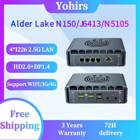 12th Gen Firewall N100 J6413 J4125 Soft Router 4x2.5g I226 Lan M.2 Nvme Linux Industrial Fanless Min