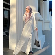 SOFIA DRESS PLEATED Jubah Abaya Plain Selesa Baju Labuh Dress Muslimah Moden Ironless Jubah XXL XL-L M-S LONG MAXI DRESS