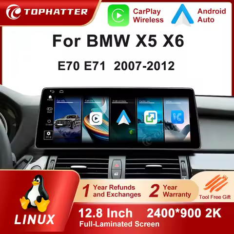 12.8in 2K Screen CarPlay For BMW X5 X6 2007-2012 E70 E71 Car Radio Linux Multimedia Player Navi Head