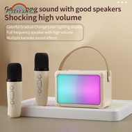 H2 Karaoke Machine With Microphones Cool RGB Lighting Portable Speaker Studio Speaker AUX TF Card Player For Party Meeting