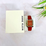 นาฬิกาข้อมือสายหนังผู้หญิง Anne Klein Womens Leather Strap Watch RedRust/Silver/Gold AK/2707G [Anne 