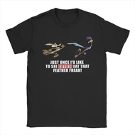 Kemeja-T kasual dengan corak Willy E.Coyote dan Road Runner, t-shirt kapas bergaya untuk lelaki. T-s