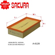 SAKURA AIR FILTER A-6128, A6128, NASSAN NV200 NV 200 NV-200
