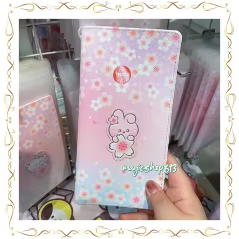 BTS BT21 Cherry Blossom Passport Holder Multifunctional Case Documents Card Holder