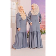 Dress Baju Kurung Plain Kedut Crepe GREY Ironless Saiz S - 5XL PLUS SIZE Ready Stock Raya Sale baju 