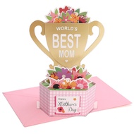 【3D Foil Stamping】3D Pop Up Flower Card With Love Heart Trophy - Mother's Day Card / Birthday Card F