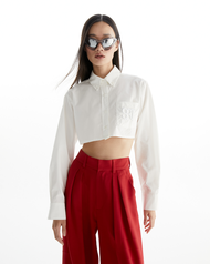 The SRT X14 (TBL250) Embroidered ‘SRT’ Cropped Shirt เสื้อเชิ้ตครอป ดีเทลปัก SRT บนกระเป๋าเสื้อ