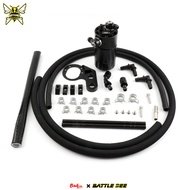 Black Universal Oil Catch Can Air Oil Separator Kit Baffled Reservoir Tank Breather Filter 2 Port Fo