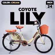 จักรยานแม่บ้าน Coyote รุ่น Lily 24นิ้ว แถมฟรีไฟหน้า-ไฟท้าย+ล้อคจักรยาน (มีจัดส่งพร้อมขี่เป็นคัน 100%+รับประกัน)