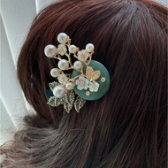 Korean Mother-of-Pearl & Gemstone Hair Clip | Premium Pearl Floral Hairpin | Wedding / Party / Gift 