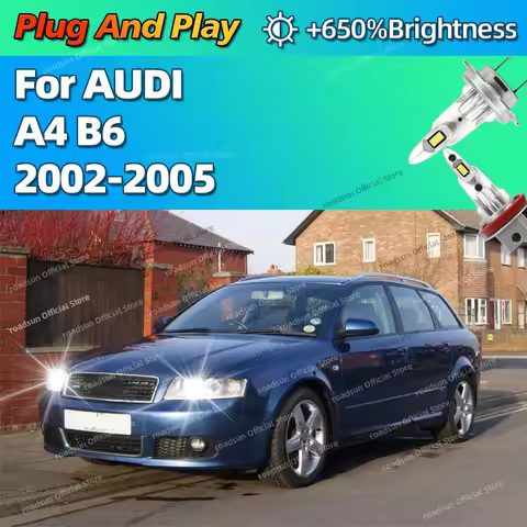 2/4Pcs LED Bulb Headlight Wireless 160W Auto Light Lamp Plug and Play 6000K For AUDI A4 B6 2002 2003