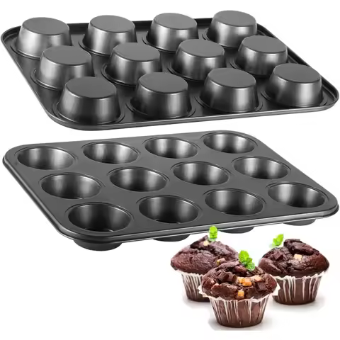 6/12 Cup Square Cupcake Baking Pan Easy To Clean Cupcake Mold Muffin Baking Pan Carbon Steel Baking 