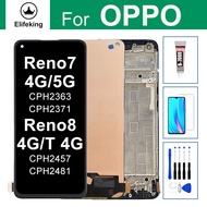 จอ LCD ขนาด 6.43 นิ้วสำหรับ OPPO Reno7 Reno 7 Reno8 T 4G 5G ชุดประกอบดิจิไทเซอร์ CPH2371 CPH2363 หน้