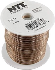 NTE Electronics W202CLR-100 Series CLR PVC Speaker Wire, Type 20/2 Gauge, Stranded, 100' Length, Clear