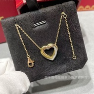 T7LV V Gold Heart-Shaped Three-Color Ring Full Diamond Necklace Hollow Cross Heart Clavicle Chain Ch
