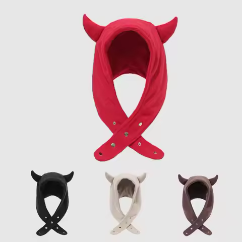 Japan Yabi Cute Devil Ears Cow Horn Thunderbolt Hat Women Autumn Winter Warm Suede Ear Protection Se