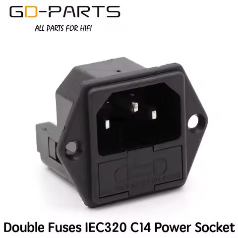 GD-PARTS Double Fuses Power Plug Connector IEC320 C14 Mains AC Power Socket Receptacle With Fuse Hol