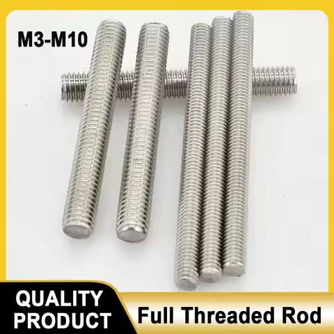 304 Stainless Steel Full Threaded Rod Bolt M3 M4 M5 M6 M8 M10 Fully Metric Headless Bolt Thread Stud