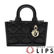 二手 Dior Book Tote Mini Macrocannage S55730WHP 小牛皮女士手提包，黑色