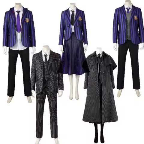 Morticia Cosplay Costume Wednesday 2 Enid Adult Xavier Academy School Uniform Halloween Carnival Par