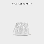CHARLES&KEITH ใหม่ Crossbody Bag CK2-60782390-A กระเป๋าสะพายกุ๊ยสีเงินโบว์สำหรับผู้หญิง Pink