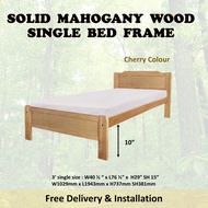 HENRY Mahogany Solid Wooden Single / Super Single Size Bed Frame