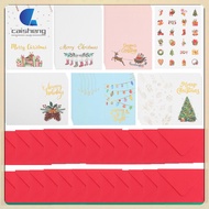 caisheng  Christmas Hot Stamping Card Envelope Greeting Blessing Message Set 49pcs Nail Sticker Cards Festival Gift Xmas