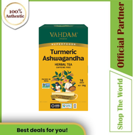 VAHDAM Turmeric Ashwagandha Herbal Tea (18 Tea Bags) Caffeine Free 100% Pure Herbal Blend - Turmeric