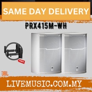 JBL PRX415M 1200W 15 inch Passive Speaker With Speaker Stand - White - Pair ( PRX-415M / PRX 415M )