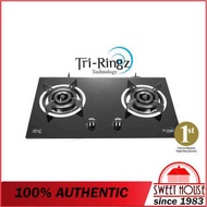 [READY STOCK] SENZ SZ-GS388 Tri-Ringz Twin Burner Gas Stove with 6.4kW Fast Ignition 4 Fire Mode BLACK SZGS388