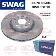 SWAG GERMANY FRONT BRAKE DISC ROTOR VW GOLF mk5 mk6 mk7 PASSAT B6 B7 JETTA SCIROCCO TIGUAN EOS AUDI 