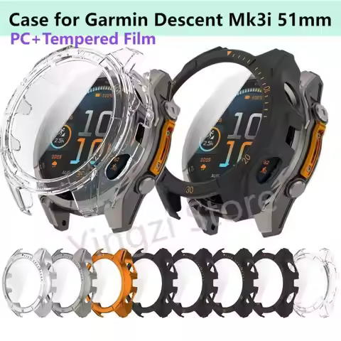 PC +Tempered Film Case for Garmin Descent Mk3i 51mm Smart Watch Band Cover Mk 3i Protector Shell Bum