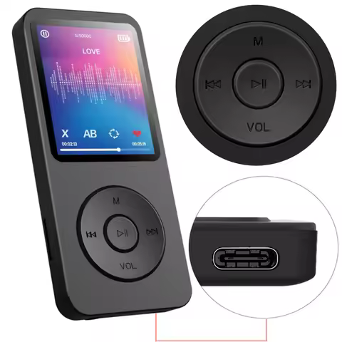 MP3 Player 1.8 in Screen HiFi Lossless Music Player Bluetooth-Compatible5.4 Type-C Music Stereo Play