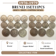 1Set11pcs 10Sen+20Sen Coins GoodConditions 1970-1979 Brunei Duit Syiling Lama CollectibleOnly