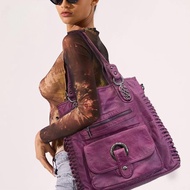 Ladies Fashion Street Y2K Hot Girl Washed Used Motorcycle Bag Large Capacity Retro Single Shoulder H