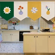 Heart Eyes Smiley Face Triangle Curtain Cute Emoji Print Fabric Pennant Valance for Kitchen Window H