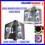 AIGO C275P - 5FAN HUB+REMOTE M-ATX PC Casing BLACK / WHITE DarkFlash