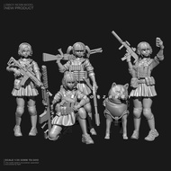1/35 50MM Resin model kits figure beauty colorless and self-assembled （4 girls + 1 dog）suit TD-3410
