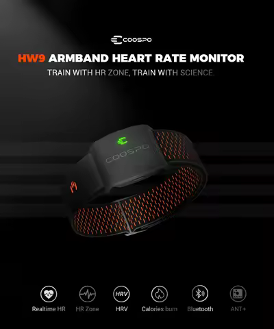 COOSPO HW9 Armband Heart Rate Monitor Wireless Bicycle Trainer Sensor BLE5.0 & ANT+ Protocol Compati