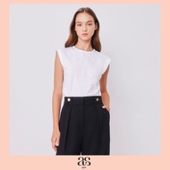 [asv ss23] Lucie Bloom Top เสื้อผู้หญิง คอกลม แขนกุด ปักโลโก้ลายดอกไม้ asv