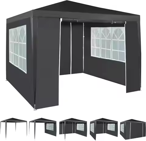 mcc direct Event Gazebo with 4 Side Panels, Outdoor Waterproof Party Tent Marquee with Coated Steel 