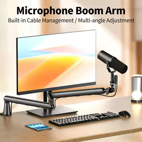 Professional Studio Low Profile Mic Arm with Extended Riser Cable Management Adjustable Microphone S