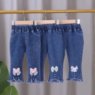 GIRLS' JEANS PANTS AGE 12345678910 BLUE RIBBON MODEL RENDON MOTIF FASHION BEAUTIFUL GIRLS' CLOTHING