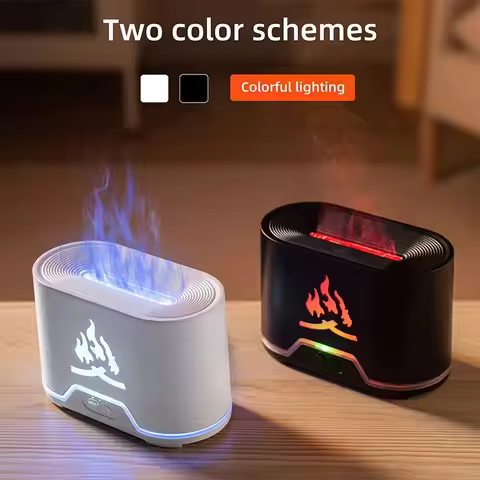 Aroma Diffuser Air Humidifier Ultrasonic Cool Mist Maker With LED Lighting Simulation Colorful Flame