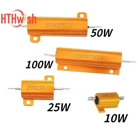 1PC 10W 25W 50W 100W Aluminum Power Metal Shell Case Wirewound Resistor 0.1~1Kohm Resistance Load Re