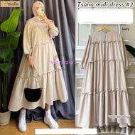 Tsana Midi Dress / Dress Muslim Wanita Terbaru 2021 / Baju Muslim