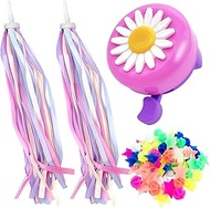 72 Pcs Bike Wheel Spokes Beads + 1 Kid Bike Bell + 2 Pack Kids Bike Streamers, Spoke Plastic Clip Ro